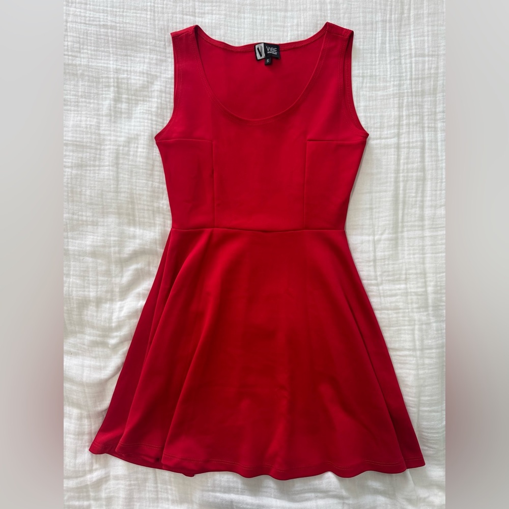 Vibe Red Sleeveless Fit & Flare Mini Dress